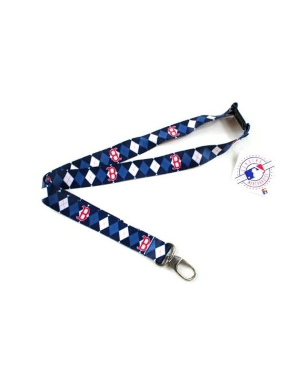 BOSTON RED SOX ARGYLE LANYARD KEYCHAIN ARGYLE PATTERN MLB DOUBLE SIDED STYLE NEW